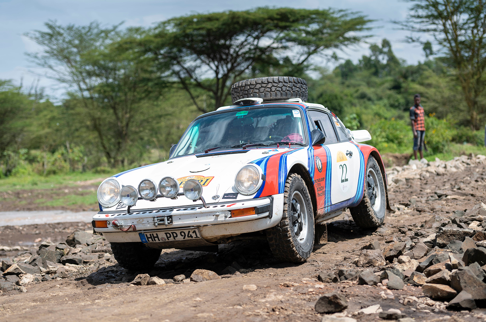 Rocky terrain didn’t deter the Danish, Martini-liveried 911