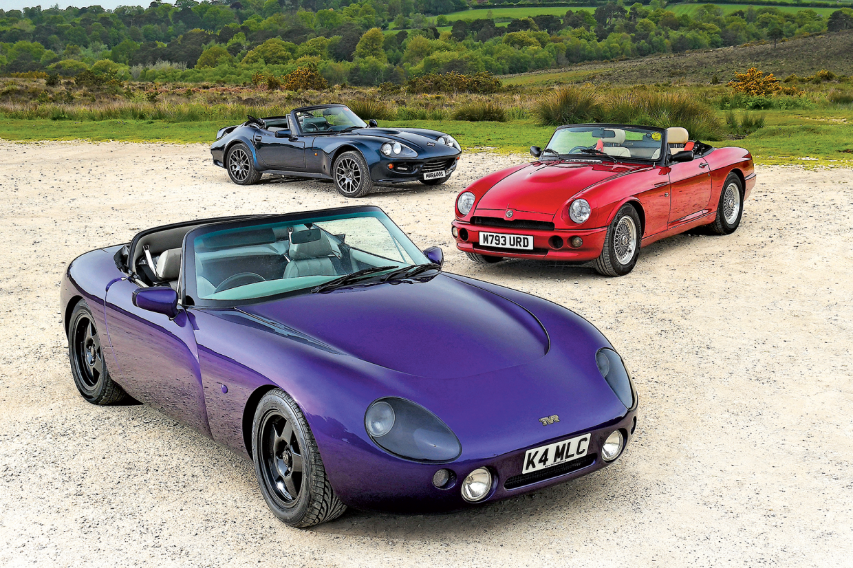 Classic & Sports Car – MG RV8 vs TVR Griffith vs Marcos Mantara: power to the people