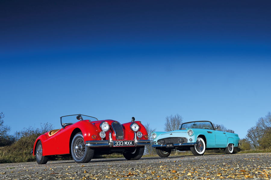 Classic & Sports Car – Glitz & Clamour: Jaguar XK140 and Ford Thunderbird
